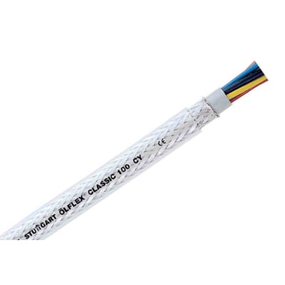 Cable ÖLFLEX CLASSIC 100 CY con cubierta transparente y malla visible