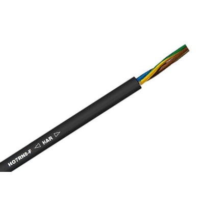 Cable H07 RN8-F con cubierta negra y conductores expuestos