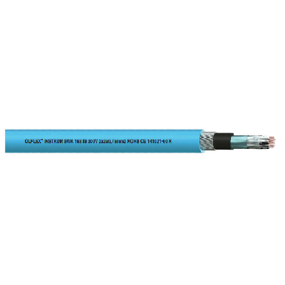 Cable ÖLFLEX INSTRUM SWA 162/163 con cubierta azul y capas expuestas