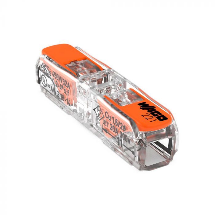 Conector en línea WAGO 221-2411 con palancas naranjas