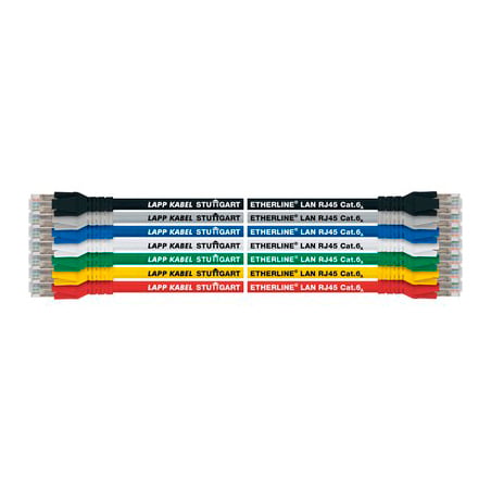 Cables ETHERLINE LAN RJ45 Cat.6A de varios colores con conectores en ambos extremos